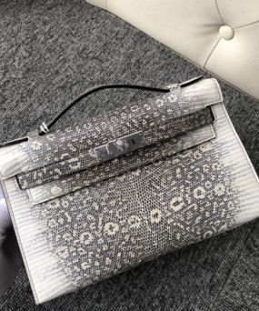 에르메스 미니 켈리백22 히말라야 은장 리자드 가죽